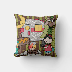 Customised Black Haired Girl Camping Pillow