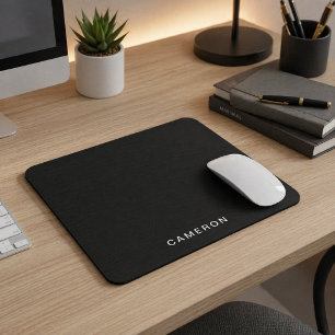 Customised Black & Monogram Elegant Design Mouse Pad