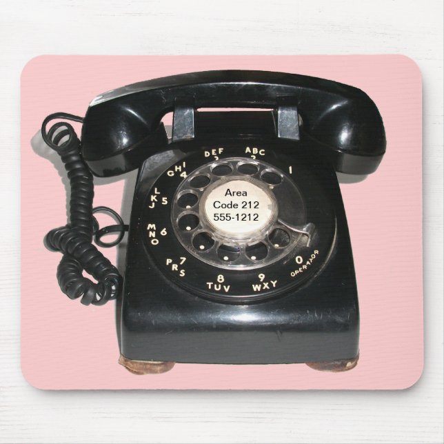 Customised Black Rotary Phone Mousepad (Front)