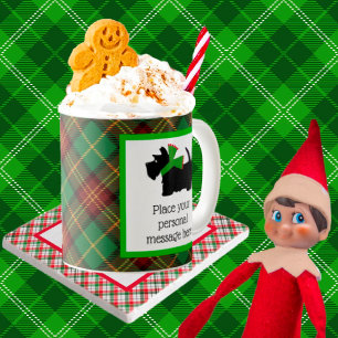 Customised Black Scottie Dog Christmas Coffee Mug