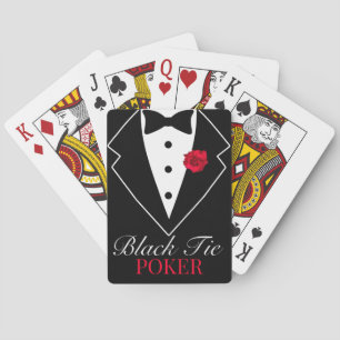 Customised Black Tuxedo with Red Rose Poker Playing Cards