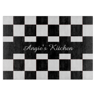 Customised Black White Chequerboard Kitchen Gadget Cutting Board