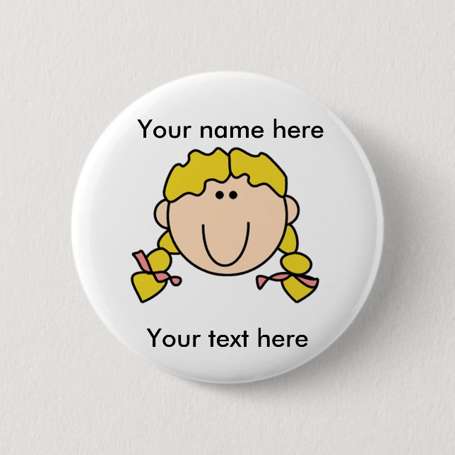 Customised Blonde Girl With Braids 6 Cm Round Badge (Front)