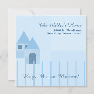 Customised Blue Fenced Home Housewarming Party Announcement