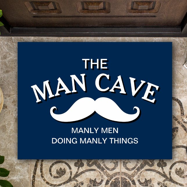 Customised Blue Funny Man Cave Sign Doormat (Creator Uploaded)