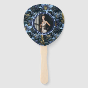 Customised Blue Lilies Fantasy Birthday Event Hand Fan