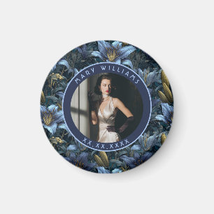 Customised Blue Lilies Floral Birthday Celebration Magnet