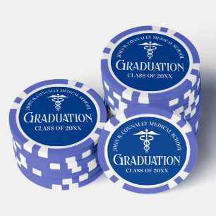 Customised Blue Medical School Graduation Party Poker Chips