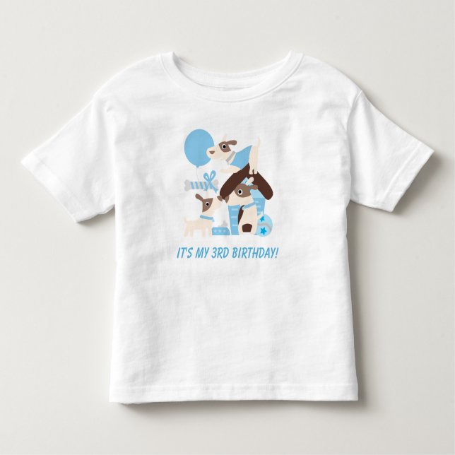 Customised Blue Puppy Dog Birthday Tshirt (Front)