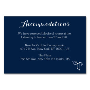 Customised Blue Wedding Accommodation Card