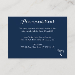 Customised Blue Wedding Accommodation Cards