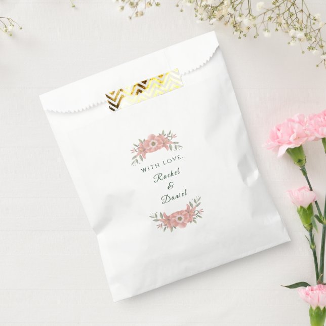 Customised Blush Garden Floral Minimal Wedding Favour Bag (Sealed)