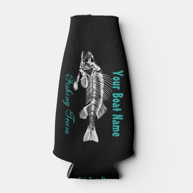 Customised Boat Name with Skeleton Fish Bottle Cooler (Front)