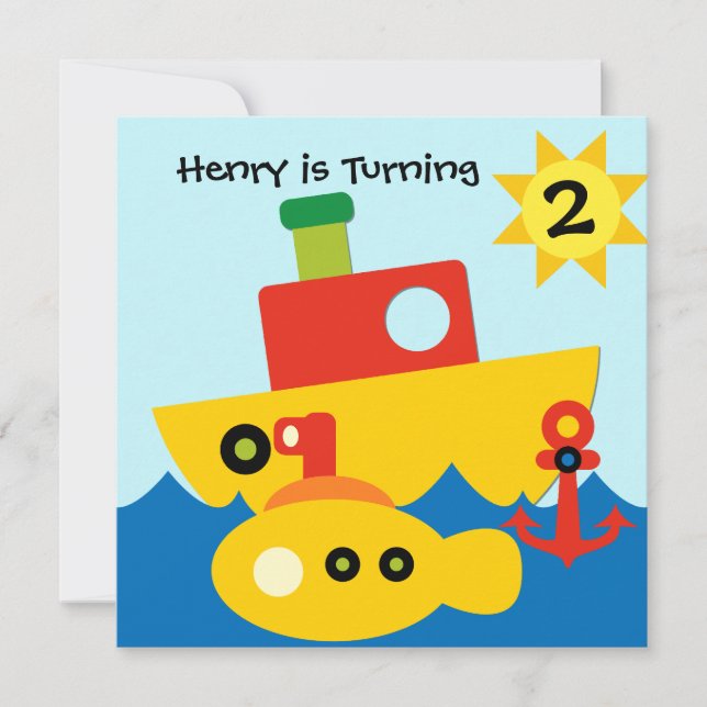 Customised Boats Birthday Invitation (Front)