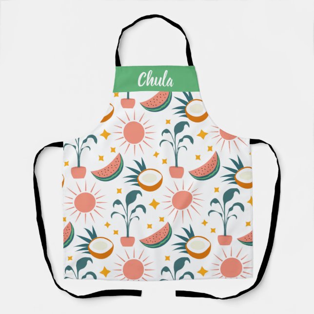 Customised Boho Style Print All Over Apron (Front)