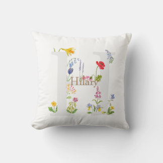 customised botanical monogram alphabet h flower cushion