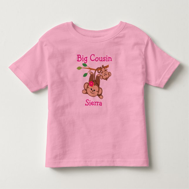 Customised Boy, Girl Monkeys Big Cousin Toddler T-Shirt (Front)