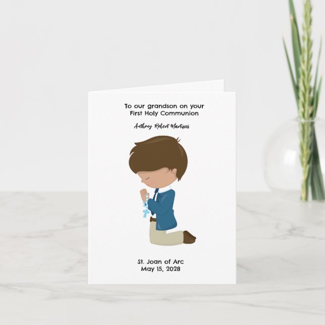 Customised Boys First Holy Communion  Card (Front)