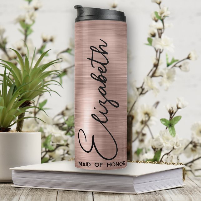 Customised Bridesmaid Gifts Rose Gold Bride Squad Thermal Tumbler (Creator Uploaded)