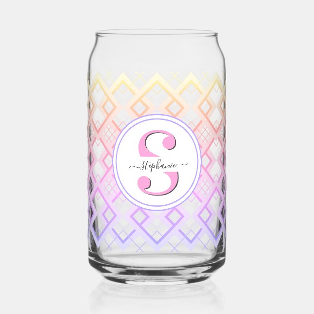 Customised Bridesmaid Name Gift for Her Pink Can Glass (Front)