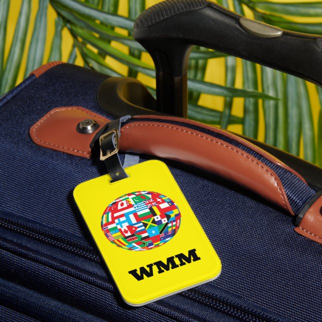 Customised Bright Yellow Luggage Tag (Front Insitu 1)
