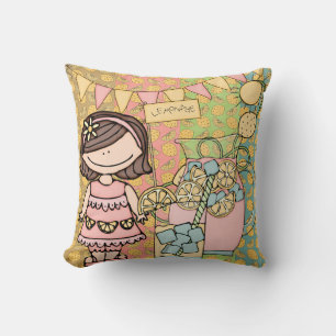 Customised Brown Hair Girl Lemonade Pillow
