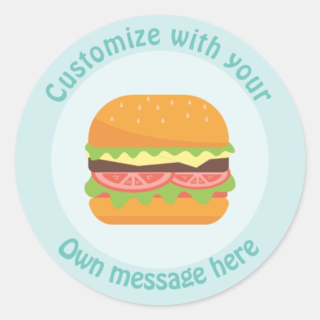 Customised Burger Classic Round Sticker (Front)