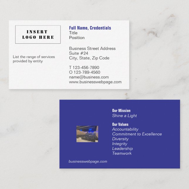 Customised Business and Corporate White and Blue Business Card (Front/Back)