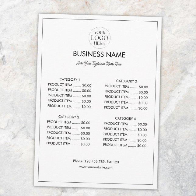 Customised Business Logo Modern Menu Price List  (Creator Uploaded)