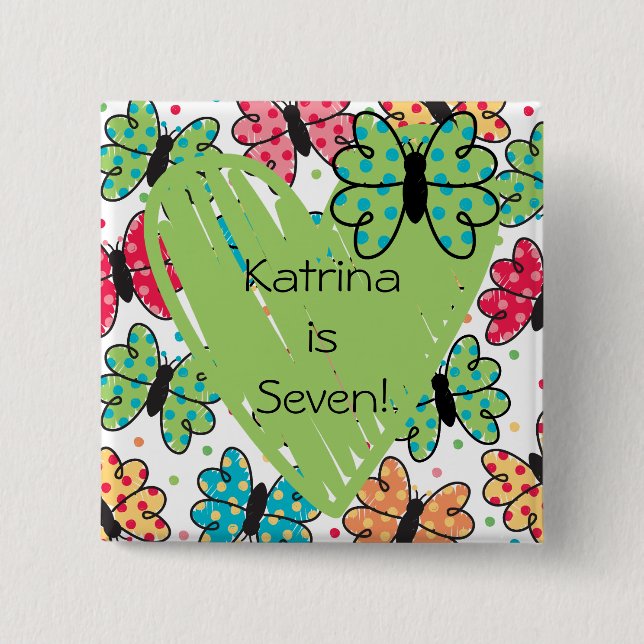 Customised Butterflies Button (Front)