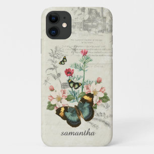 Customised Butterflies Wildflowers Ephemera iPhone 11 Case