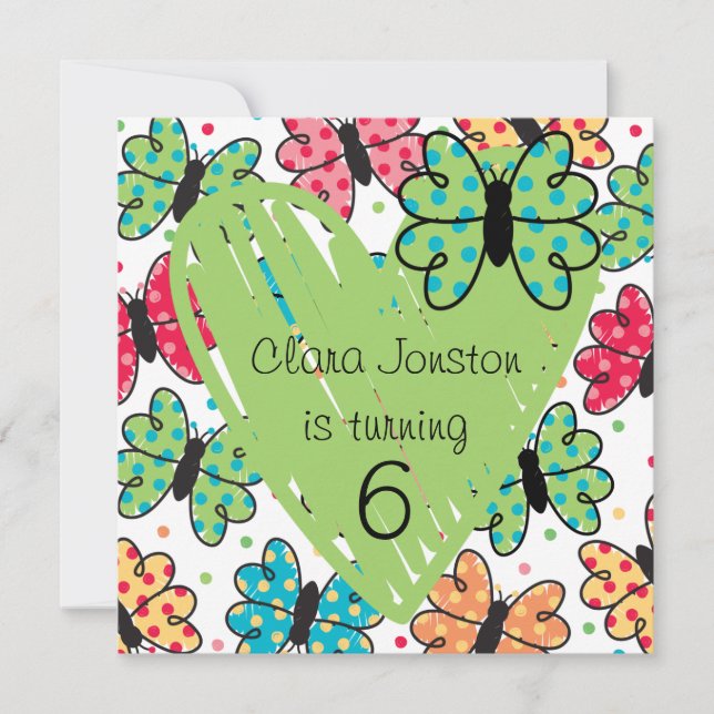 Customised Butterfly Birthday Invites (Front)