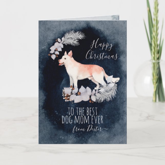 Customised Canaan Dog Mum Christmas Holiday Card (Front)