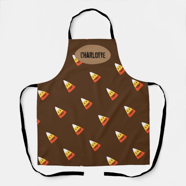 Customised Candy Corn Halloween Baker's Apron (Front)
