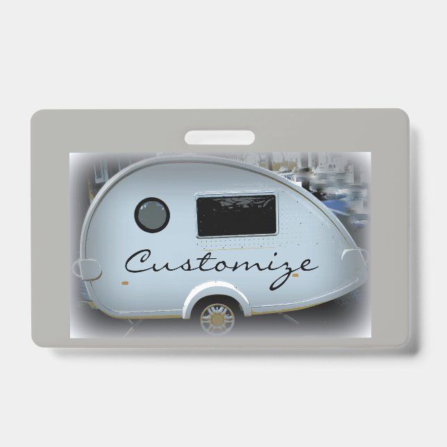 Customised caravan teardrop camper  ID badge (Front)