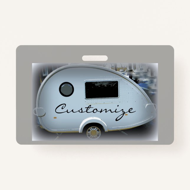 Customised caravan teardrop camper  ID badge (Front)