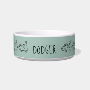 Customised Cartoon Dog Blue Ceramic Pet Bowl