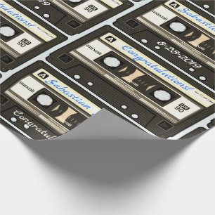 Customised Cassette Mixtape Custom Name, Occasion Wrapping Paper