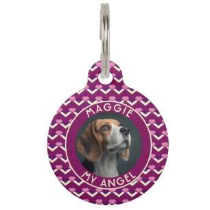 Customised Cat Dad Gift Chevron Motif Pet Tag