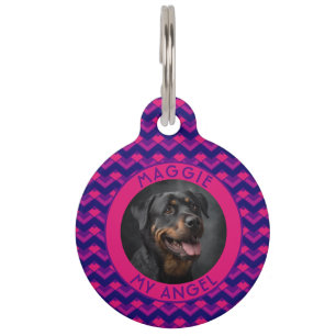 Customised Cat Dad Gift Chevron Print Pet Tag