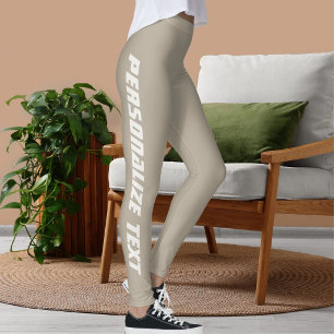 Customised Cat Lover Pet Mum Warm Taupe Neutral Leggings