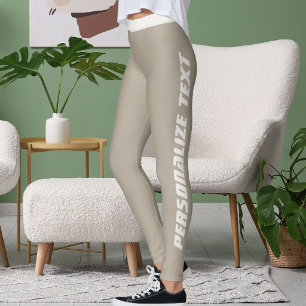 Customised Cat Lover Pet Mum Warm Taupe Neutral Leggings