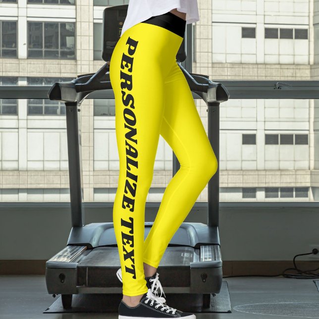 Customised Cat Lover Pet Mum Yellow Black Pattern Leggings (Creator Uploaded)