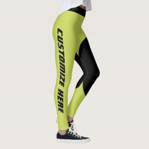 Customised Cat Lover Pet Mum Yellow Green Black Leggings
