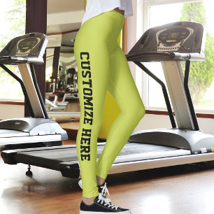 Customised Cat Lover Pet Mum Yellow Green Black Leggings