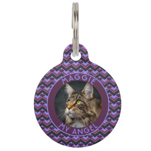 Customised Cat Mum Gift Chevron Motif Pet Tag