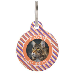 Customised Cat Mum Gift Stripes Pattern Pet Tag