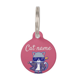 customised cat name and lost details black Cat Pet Tag