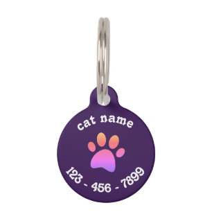 customised cat name and lost details black Cat Pet Tag