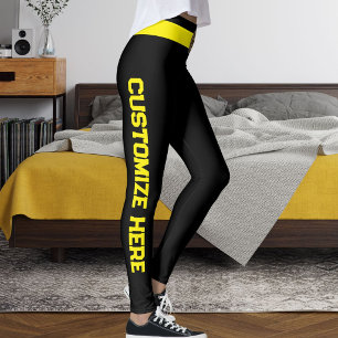 Customised Cat Pet Lover Black Yellow Custom Made Leggings